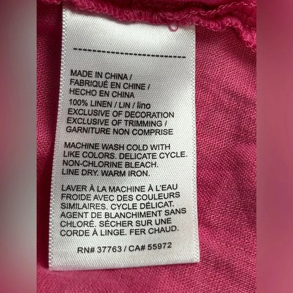 Rafaella Pink Linen Lace Up Neckline Tunic Top‎ Coastal Beachy Travel Breathable - Picture 9 of 10